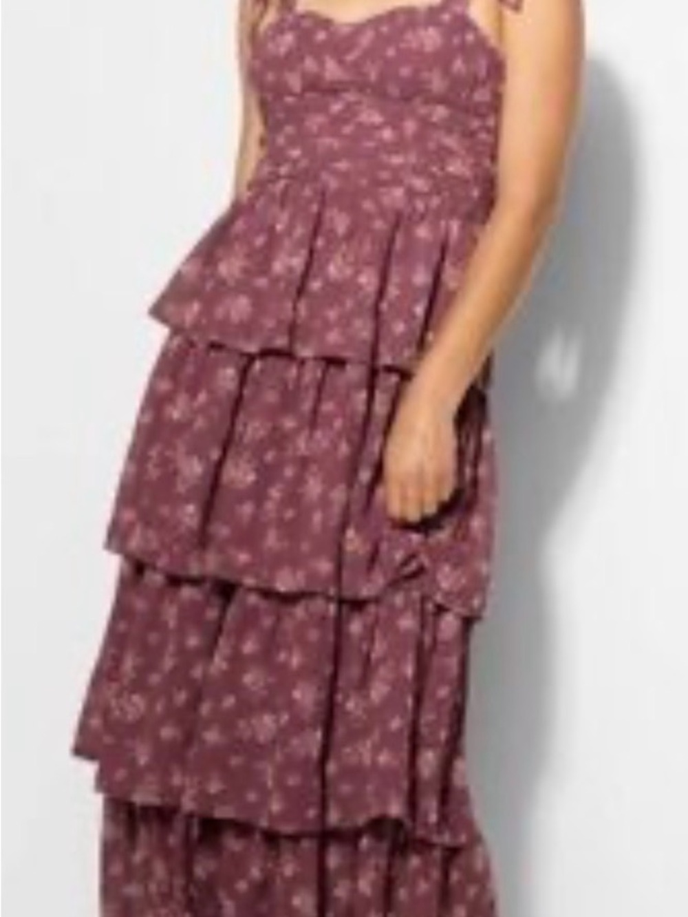 wild fable Mauve Floral Tiered Maxi Dress